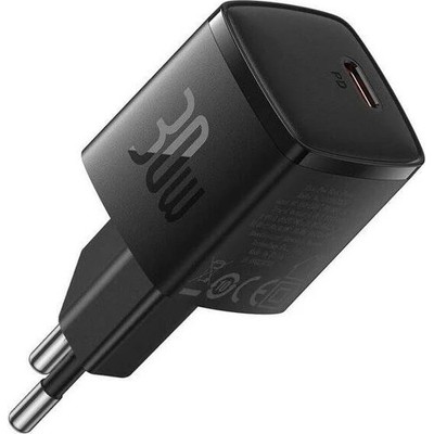 Wandladegerät GaN3 PD USB-C 30W Baseus Netzladegerät Ladegerät Schwarz