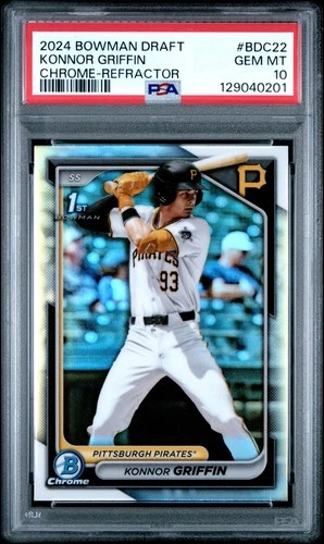 2024 Bowman Draft Konnor Griffin Chrome Refractor 1st #BDC-22 Pirates PSA 10