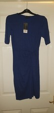 Gorgeous Navy Marl Jersey Stretch Dress With Knot Detail. Size 10. New