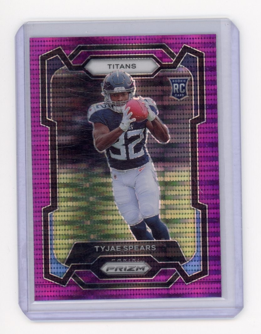 TYJAE SPEARS RC SP - 2023 Panini Prizm PURPLE Pulsar Prizm #396 Titans Rookie