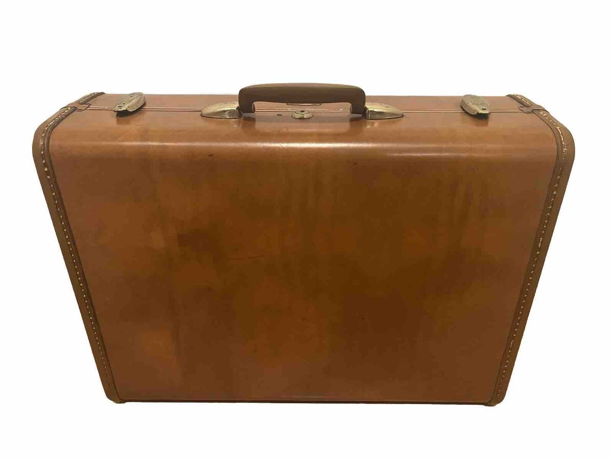 🔥Vintage 1950's Samsonite Brown Leather Hard Shell Luggage 🔥Vintage 1950's Samsonite Brown Leather Hard Shell Luggage