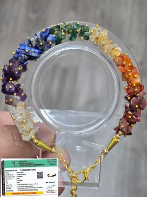 7 Chakra Heilung abschließbare Chips Armbänder für Damen Edelstein mit Zertifikat  