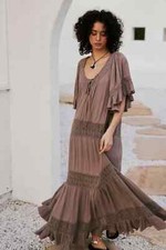 Image of Free People Dream On Bohemian Oversized Maxi Dress - Grey - size MEDIUM - BNWT