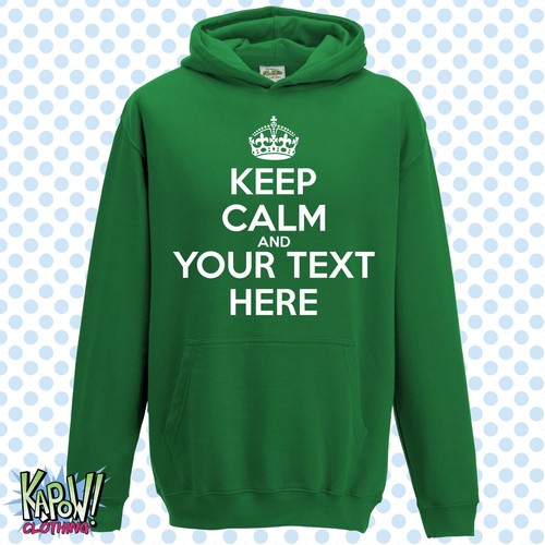 KEEP CALM & CARRY ON Custom Kid's Hoodie-CHOOSE OWN TEXT-Personalise-Funny Gift - Picture 20 of 31