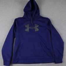 Under Armour Hoodie Womens Large ColdGear Semi-Fitted Pullover Sweatshirt Blue
