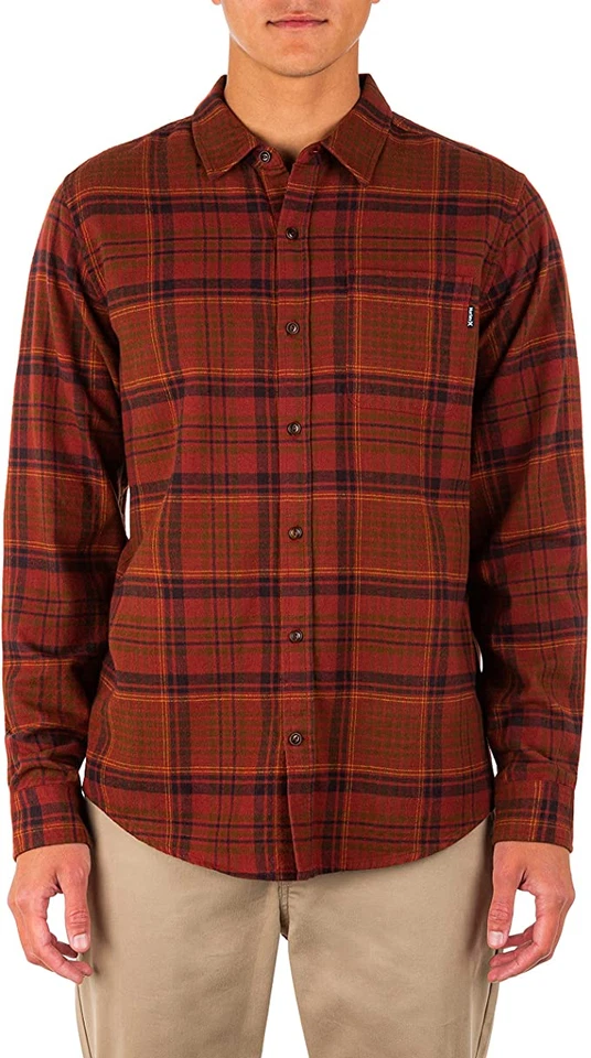 Camisa Hurley Portland de franela de algodón manga larga con botones para hombre precio de venta sugerido por el fabricante 58 USD Foto 2 de 4