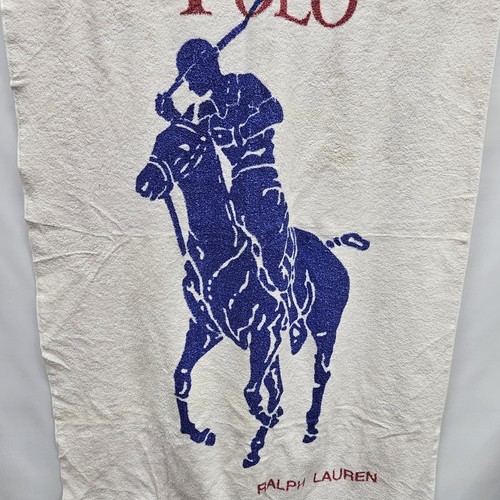 Vtg Ralph Lauren Polo Big Pony Horse Huge Jumbo Beach Bath Towel 68"X33" White - Picture 7 of 12