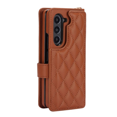 Luxury Grid Leather Wallet Handy Pen Holder Case Cover For Samsung Z Fold Phone - Picture 31 of 62