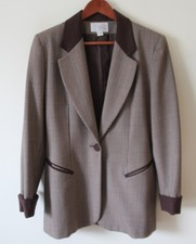 1.2.3. Un Deux Trois France 80'vintage 100% Wool Tweed Blazer Jacket Fr 38 Uk 12