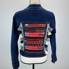 Adorned Crown Textile Custom Altered Denim Jacket Ibiza Dreams Size Medium