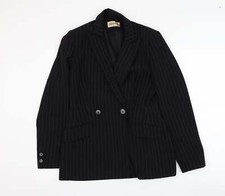 Ambience Womens Black Striped Jacket Blazer Size 10