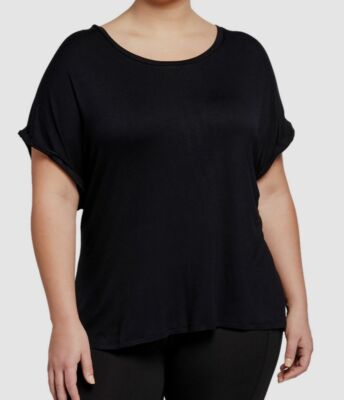 $50 Marika Women's Black Stretch Seafoam Beverly Back-Slit Top Plus Size 1X