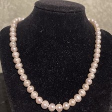 Silver Freshwater Pearl Knotted Strand Necklace 17 1/2" 925 Lobster Claw Clasp