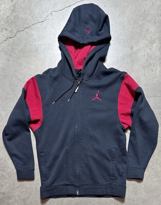 Men s Y2K Nike Jordan Logo Bred Full Zip Hoodie sz M