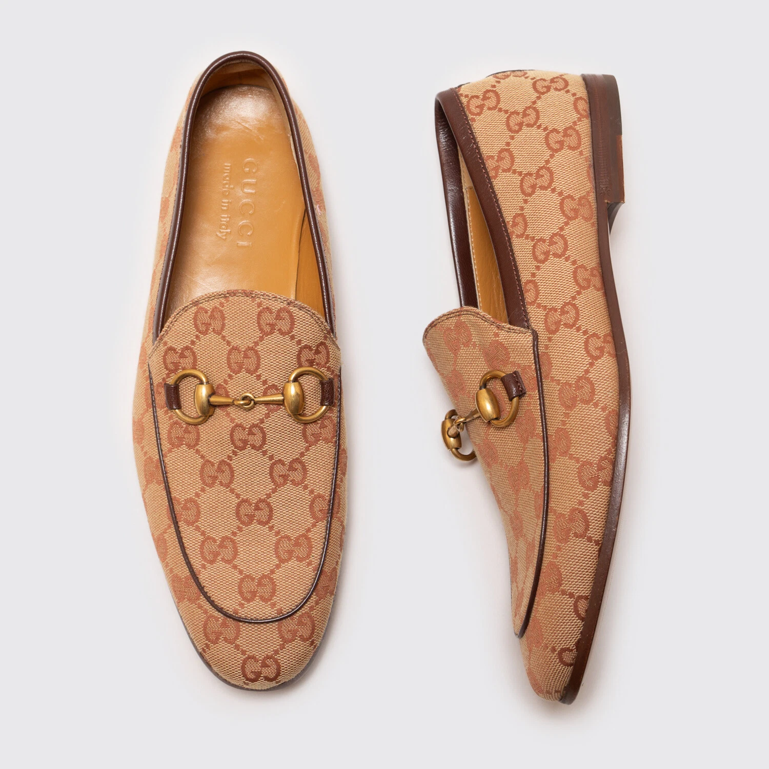 Mocassins Gucci Jordaan Bit taille 5 (US 5,5) homme marron monogramme toile