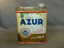  ancien bidon d'huile azur vieux garage vintage automobile metier 