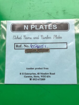 NEU N PLATTEN Namensschilder & Rauchbox Nummern für BR 62651 PURDON VICCARS