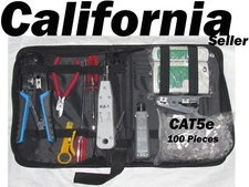 Networking RJ45 RJ11 12 Cable Punch Down Tool Kit Tester Crimper Cutter 100 CAT5