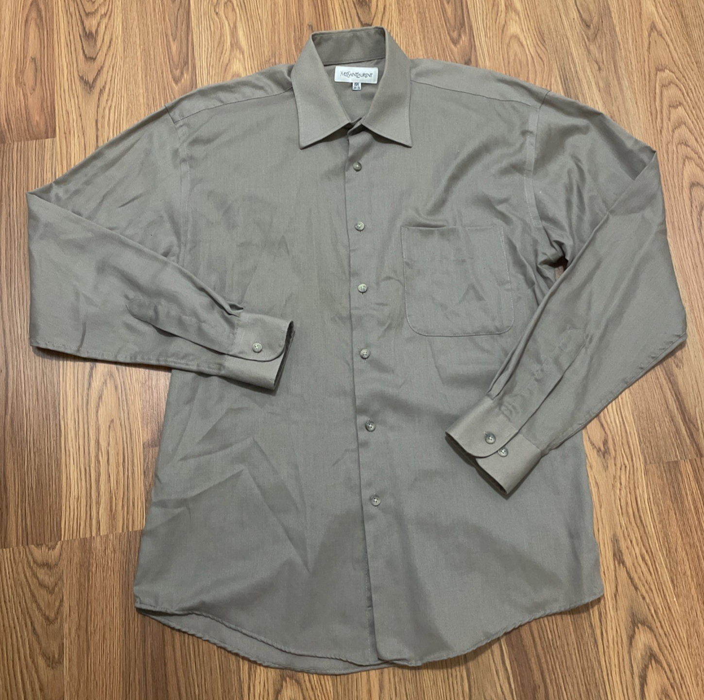 Camicia vintage Yves Saint Laurent uomo 15 5 34 35 beige antirughe anni 90