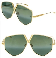 VALENTINO V HEXAGON VLS115 Gold Titanium Green Mask VLS 115B Rock Stud Sunglass