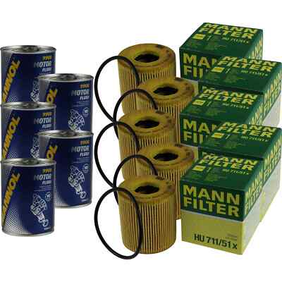 5x Original MANN Ölfilter HU 711/51 x + 5x SCT Motor Flush Motorspülung