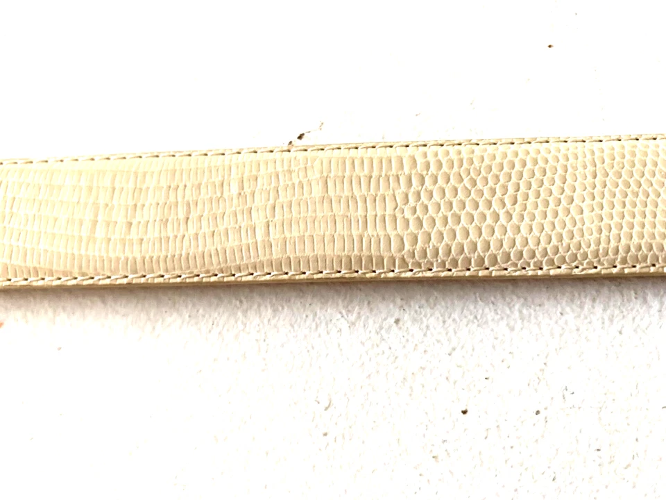 Cinturón RALPH LAUREN MARFIL Cuero Genuino Italiano Serpiente Hebilla Repujado Talla M Foto 4 de 4