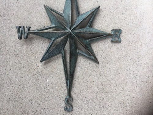 Turquoise Direction Star Cast Iron Wall Decor Nautical Hanging Decor - Picture 10 of 11