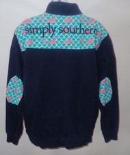 Simply Southern Women  s Size L Long Sleeve 1/4 Zip Sweatshirt Elbow Patch Preppy