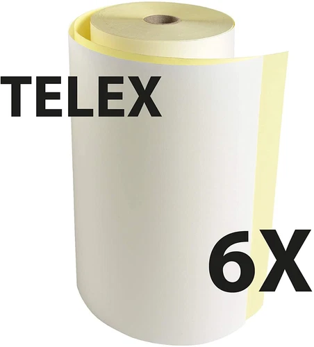 Exacompta 52122E Packung mit 6 Telex Rollen 57g/m² B: 210mm L: 70m weiß / gelb
