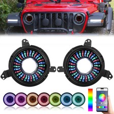 9 Rgb Halo Led Headlight For Jeep Wrangler Jl Jlu Gladiator 2018 2019 2020-2024 9 Rgb Halo Led Headlight For Jeep Wrangler Jl Jlu Gladiator 2018 2019 2020-2024