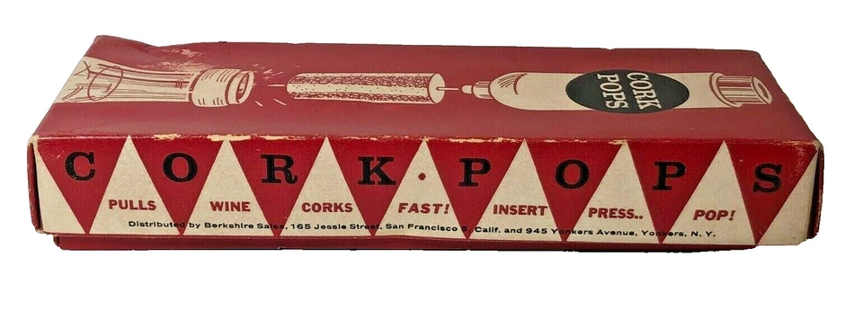 Extractor de corcho de botella de vino vintage moderno de mediados de siglo MCM 1950 CORK POPS sin tornillos Foto 4 de 4