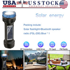 Solar Power Bluetooth Wireless Speaker Stereo USB TF FM Radio LED Flashlight
