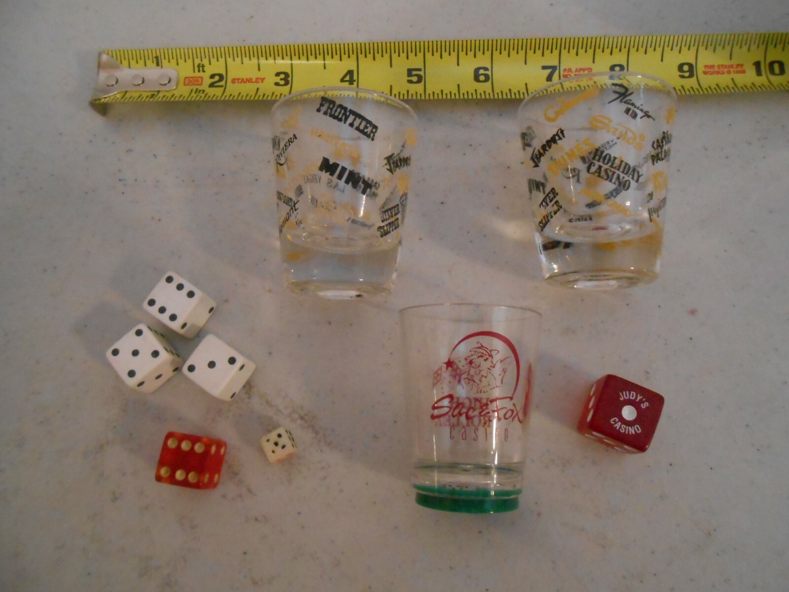 OLD LOT LAS VEGAS CASINO SHOT GLASSES / DICE CAESARS PLACE CIRCUS