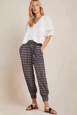 Anthropologie Women's Black Orange Aniya Pull On Balloon Jogger Pants | S EUC