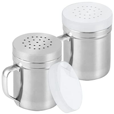 Metal Salt Pepper Dredge Shakers Seasonings Spice Shakers With Lids , 2-Pack