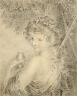 Bacchante nach Giovanni Battista Cipriani Graphitzeichnung Anfang 19. Jahrhundert