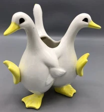 Fitz and Floyd Porcelain Dancing Duck Planter 6" Tall