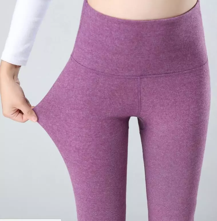 Black Grey Beige Women's Winter Leggings Snug Pants- Cotton Cashmere Wool  Blend