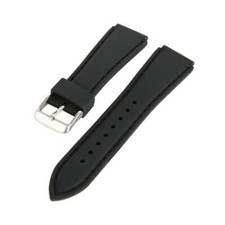 Bracelet de Montre en Soft Silicone Noir Couture Noir 18mm 20mm 22mm 24mm