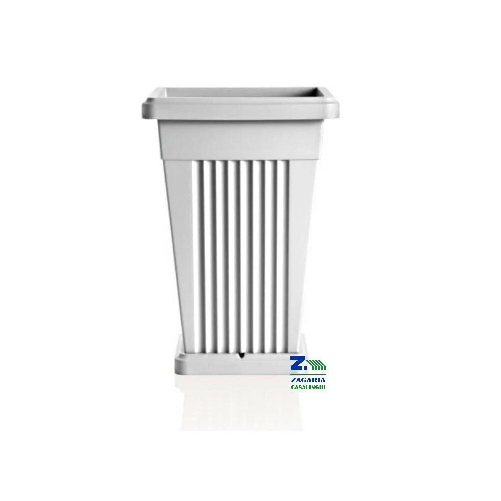 Vaso per fiori quadrato in plastica bianca Coubi 12 cm con sottovaso rimovibile