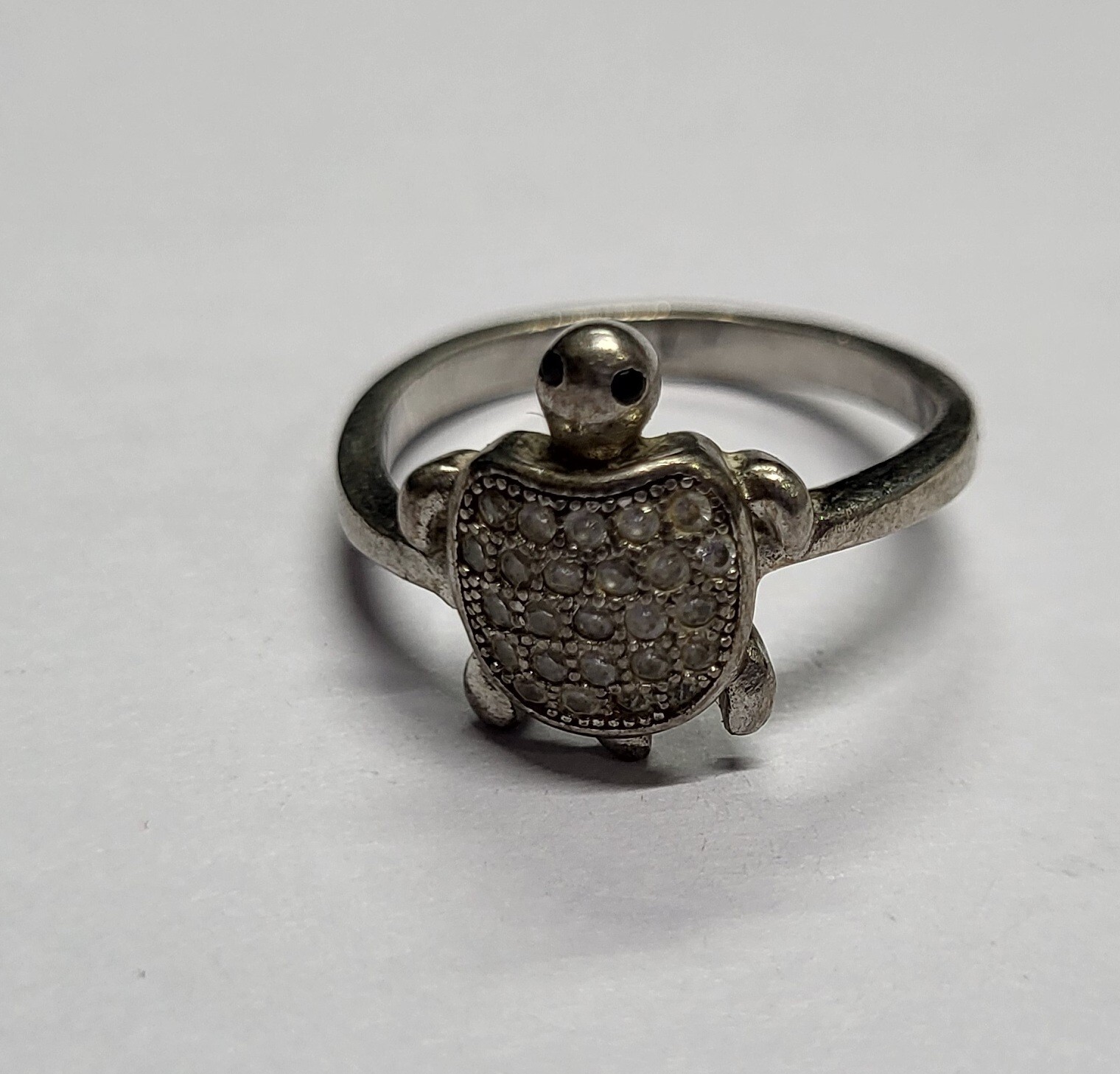 Solid 925 Sterling Silver Vintage Turtle Ring wit… - image 12