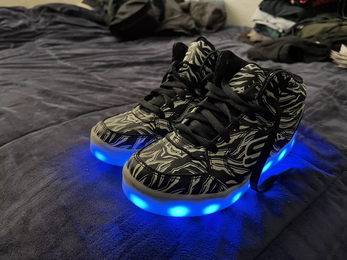 Energy Lights 2.0 Boys High Top Zebra Sneakers Sz. 2. Glow | eBay