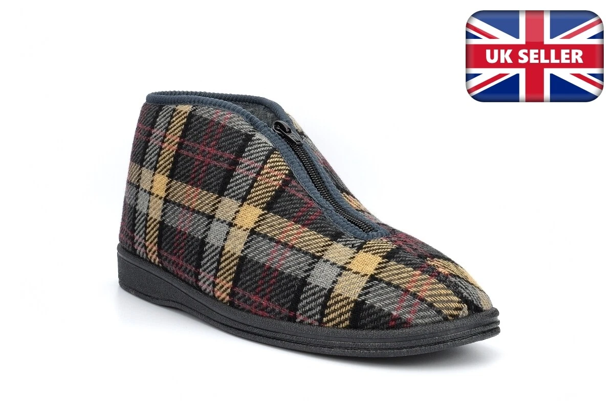 Mens zip hotsell up slippers
