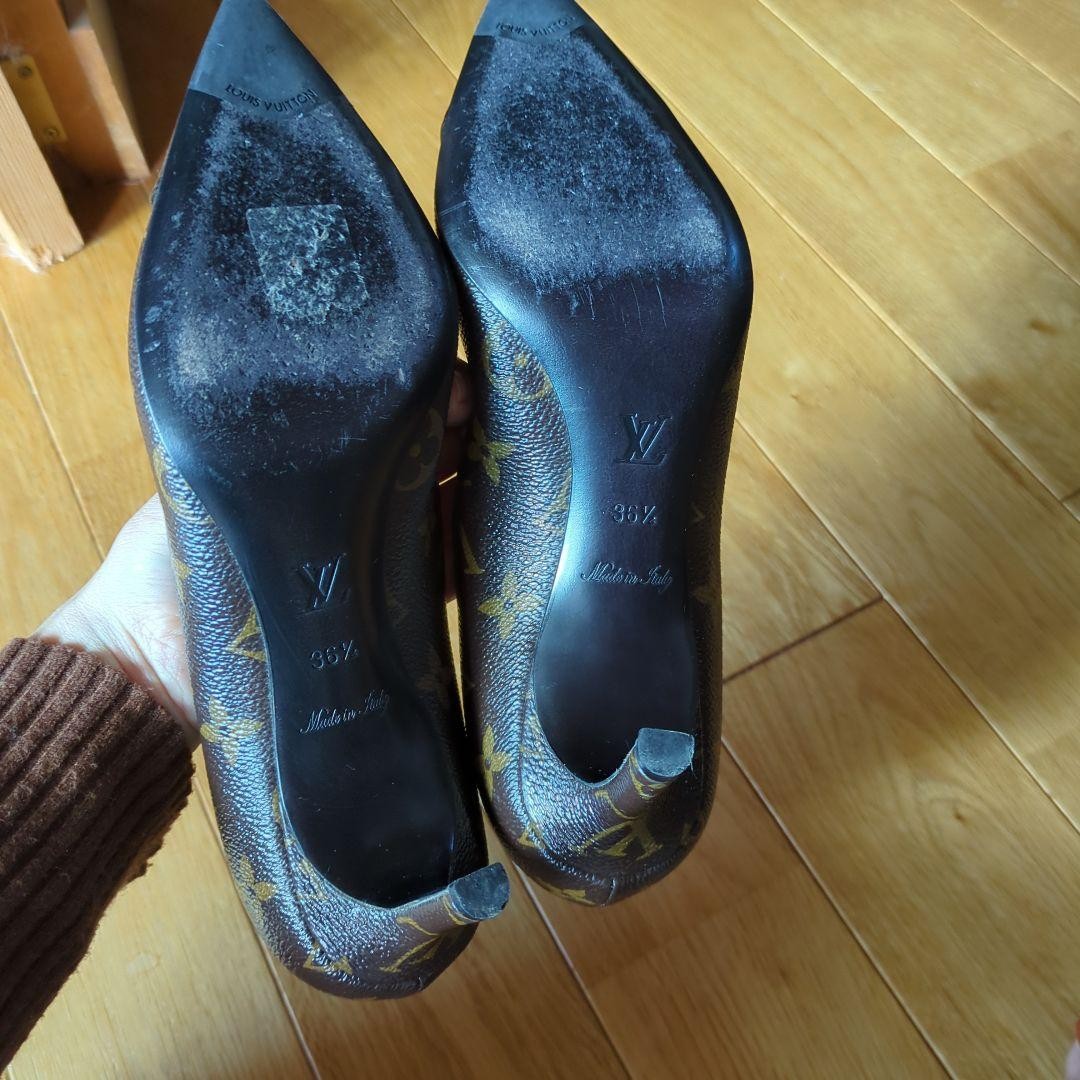 LOUIS VUITTON Pumps Heel Monogram Leather Brown EU36.5/US6.5 120398c thumbnail 13