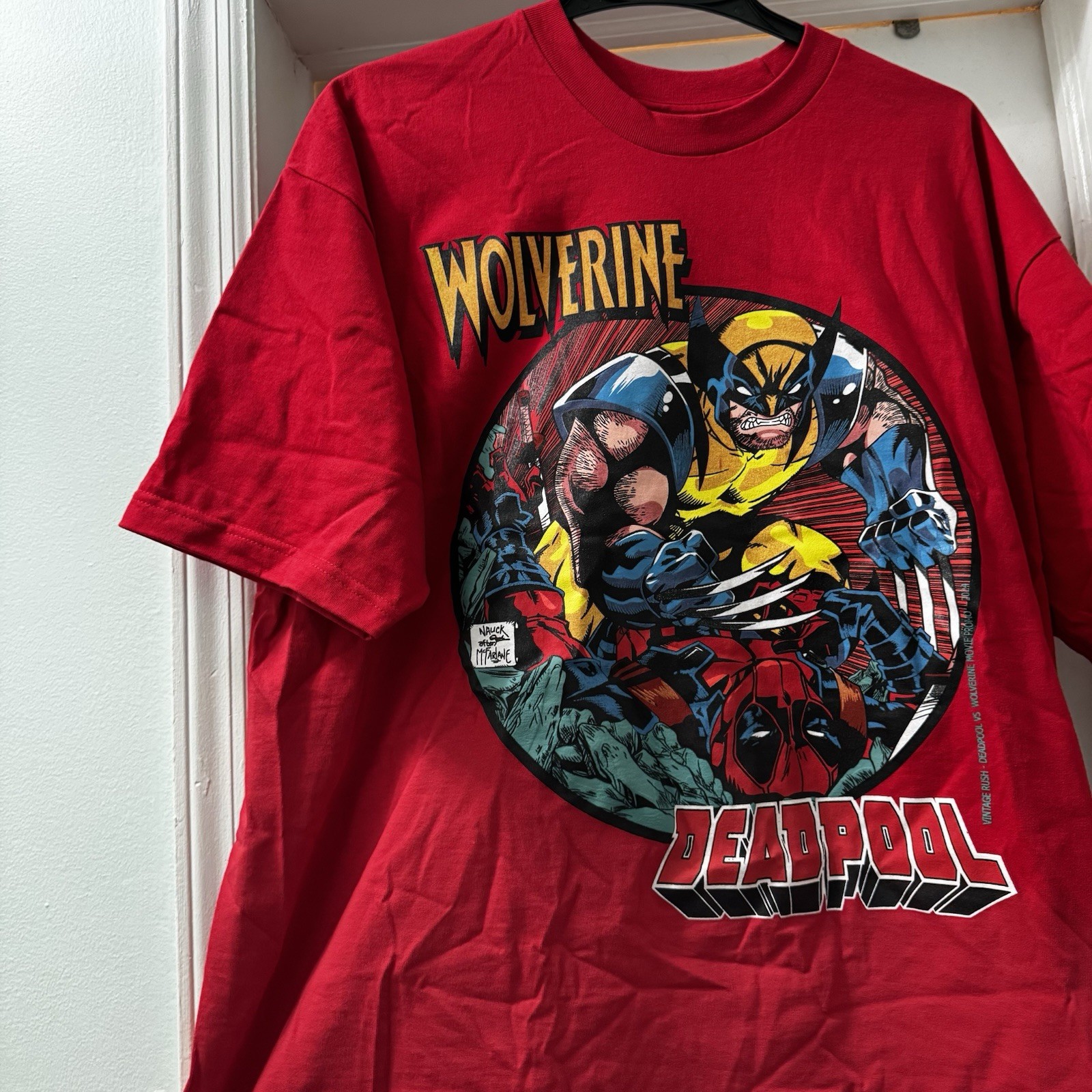 Vintage Rush Deadpool Wolverine Marvel Comics Graphic Tee Size 2XL