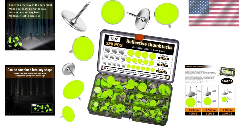 Reflective Thumbtack Set with Storage Box - Image 2 of 4