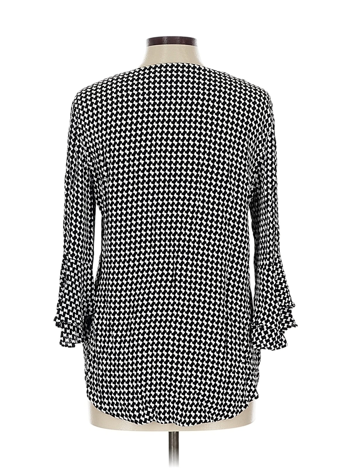 Zara Women Black 3/4 Sleeve Blouse L thumbnail 2