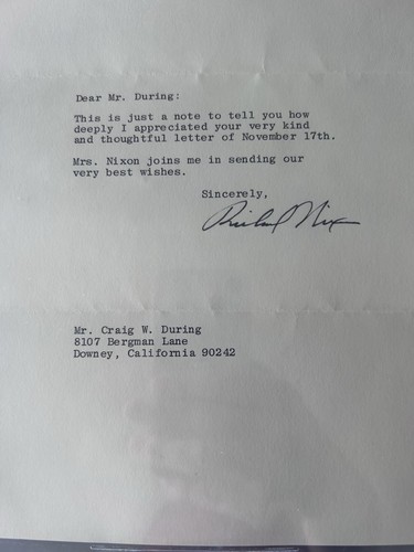 Präsident Richard Nixon signed Autogramm Brief Beckett Authentic BGS Platte - Bild 2 von 3