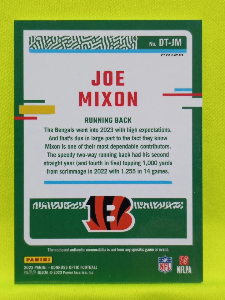 2023 Panini Donruss Optic - Donruss Threads Joe Mixon #DT-JM Blue Hyper Prizm (M - Image 2 of 2