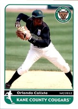 2012 Kane County Cougars Grandstand 9 Orlando Calixte Dominican Republic DR Card